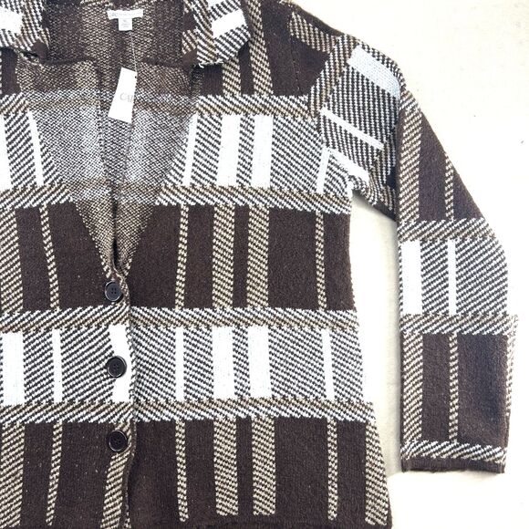 Cato Brown White Plaid Cardigan NWT Womens Size XL - Picture 4 of 16